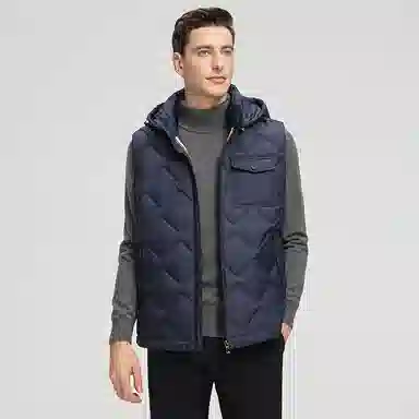 鸭鸭  韩版休闲可拆卸连帽短款秋冬季外套户外防寒保暖基础百搭外穿  羽绒马甲  男款