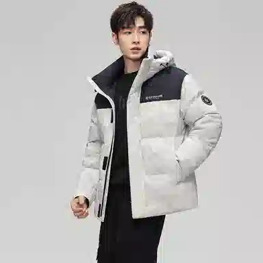 鸭鸭 青年时尚韩版潮流短款连帽户外运动休闲百搭防寒保暖迷彩面包羽绒服 男女同款