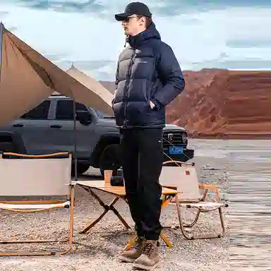 鸭鸭 极寒户外系列 中青年纯色韩版休闲基础百搭短款连帽加厚保暖运动面包羽绒服 男款