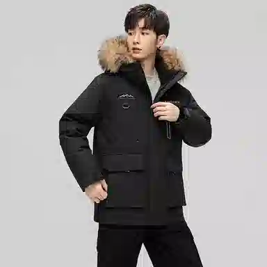 鸭鸭 蓝钻系列 中青年时尚韩版休闲百搭连帽宽松户外运动防寒保暖中长款羽绒服 男女同款