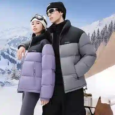 鸭鸭 中青年韩版休闲基础百搭短款立领户外运动加厚保暖暗黑面包羽绒服 男女同款