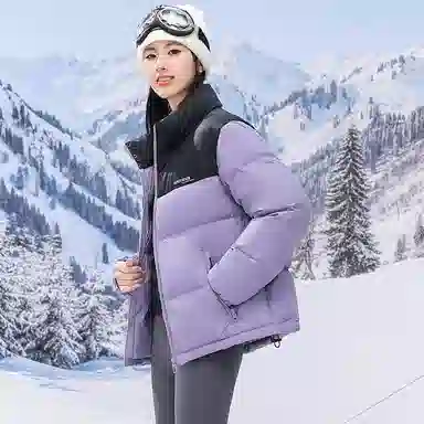 鸭鸭 中青年韩版休闲基础百搭短款立领户外运动加厚保暖暗黑面包羽绒服 男女同款