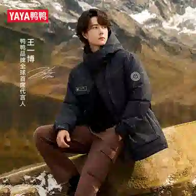 鸭鸭 紫钻系列 中青年时尚韩版潮流连帽厚款冬季外套户外防风防寒保暖中短款多口袋工装风羽绒服 男女同款