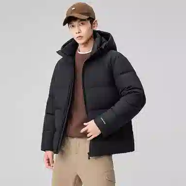 鸭鸭 极寒系列 石墨烯蓄热加厚保暖连帽冬季外套纯色韩版休闲基础百搭短款户外运动面包羽绒服 男女同款