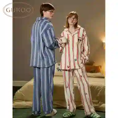 GUKOO x Disney Striped Cartoon Pajama Set Peacock Blue