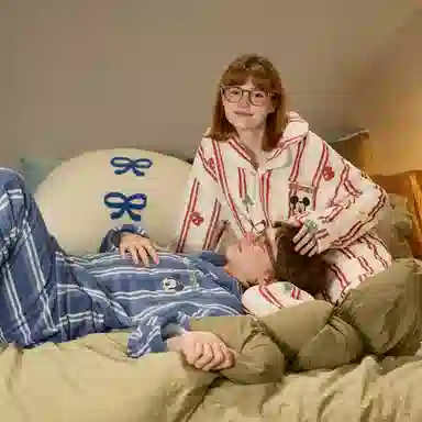 GUKOO x Disney Striped Cartoon Pajama Set Peacock Blue