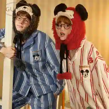 GUKOO x Disney Striped Cartoon Pajama Set Peacock Blue