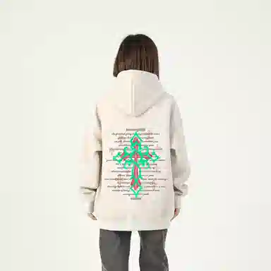 WARNING LIGHT Cross Print Hoodie