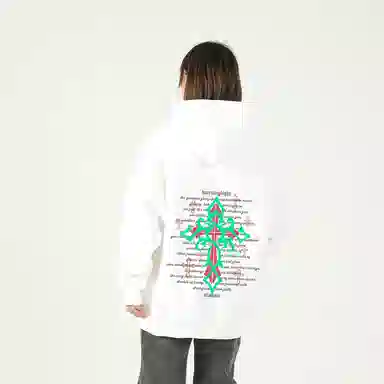 WARNING LIGHT Cross Print Hoodie