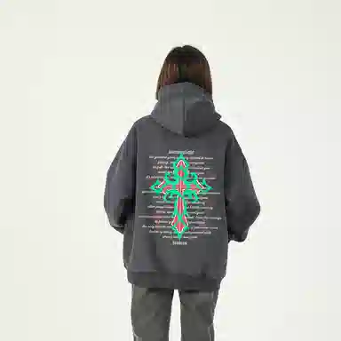 WARNING LIGHT Cross Print Hoodie