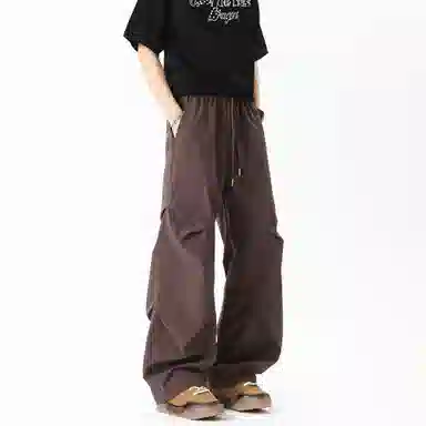 悍戈 美式复古纯色宽松百搭多感运动直筒裤休闲裤 男女同款