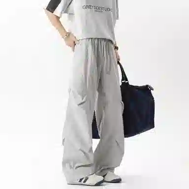 悍戈 美式复古纯色宽松百搭多感运动直筒裤休闲裤 男女同款