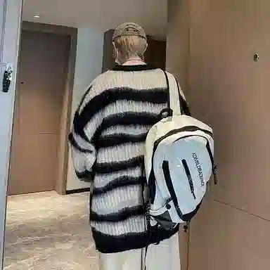 M-MAICCO Retro Letter Print Knit Sweater Black