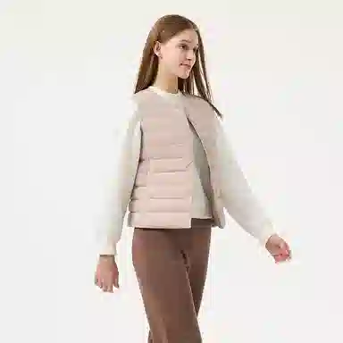 坦博尔 轻薄保暖修身纯色圆领百搭马甲羽绒服 女款