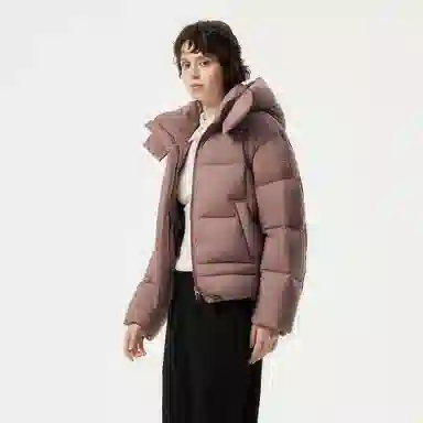 坦博尔 纯色宽松短款长袖羽绒服 女款