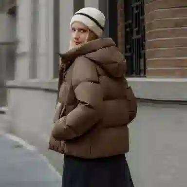 坦博尔 时尚百搭潮流纯色长袖通勤面包羽绒服 女款