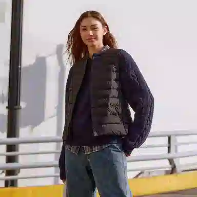 坦博尔 轻薄保暖修身纯色圆领百搭马甲羽绒服 女款