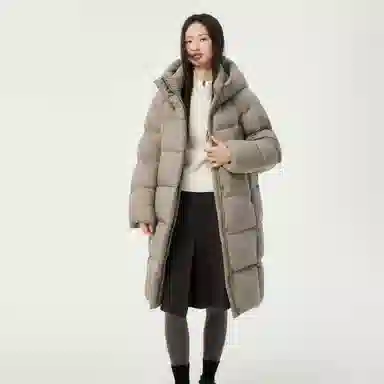 坦博尔 过膝纯色简约羽绒服 女款