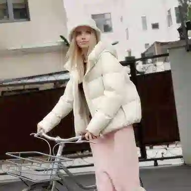 坦博尔 时尚百搭潮流纯色长袖通勤面包羽绒服 女款