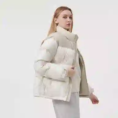 坦博尔 运动印花高充立领面包羽绒服 男女同款