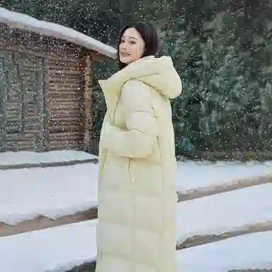 坦博尔 连帽加厚过膝保暖羽绒服 女款