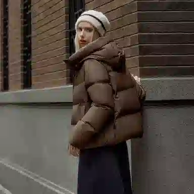 坦博尔 时尚百搭潮流纯色长袖通勤面包羽绒服 女款