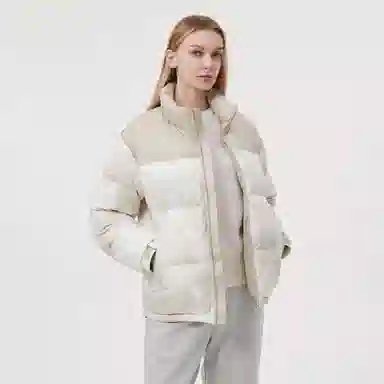 坦博尔 运动印花高充立领面包羽绒服 男女同款