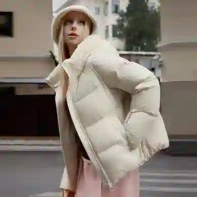 坦博尔 时尚百搭潮流纯色长袖通勤面包羽绒服 女款