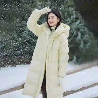 坦博尔 连帽加厚过膝保暖羽绒服 女款