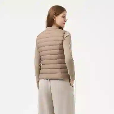 坦博尔 轻薄保暖修身纯色圆领百搭马甲羽绒服 女款