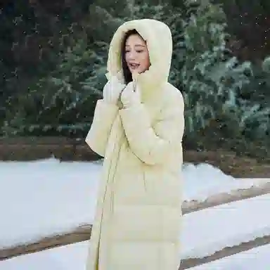 坦博尔 连帽加厚过膝保暖羽绒服 女款