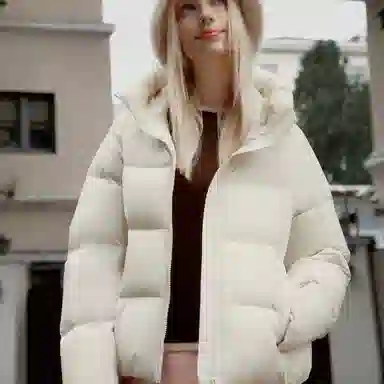 坦博尔 时尚百搭潮流纯色长袖通勤面包羽绒服 女款