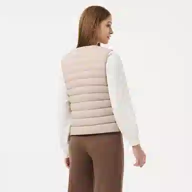 坦博尔 轻薄保暖修身纯色圆领百搭马甲羽绒服 女款