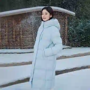 坦博尔 连帽加厚过膝保暖羽绒服 女款