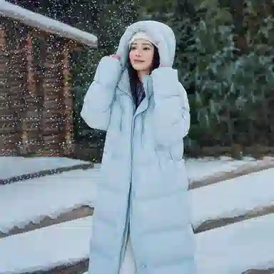 坦博尔 连帽加厚过膝保暖羽绒服 女款