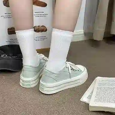 经典百搭厚底舒适通勤校园风 低帮 帆布鞋 女款