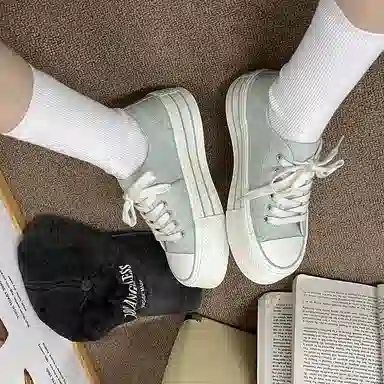 经典百搭厚底舒适通勤校园风 低帮 帆布鞋 女款