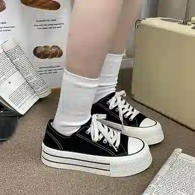 经典百搭厚底舒适通勤校园风 低帮 帆布鞋 女款