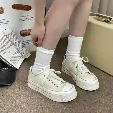 经典百搭厚底舒适通勤校园风 低帮 帆布鞋 女款