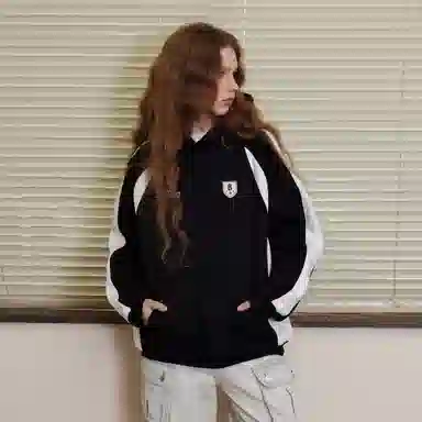 佐贝卡 美式复古连帽休闲套头卫衣 男女同款