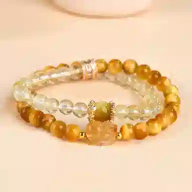 遇点 新中式国潮复古 时尚小众高级感设计天然 黄水晶 手串 女款