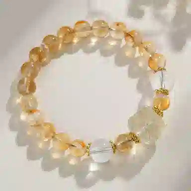 遇点 醒狮手链 #好运小众轻奢风新中式国潮气质精致简约百搭手饰品天然 黄水晶 手串 女款