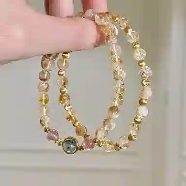 遇点 绿幽灵 #好运气质小众轻奢风精致高级设计感 精美礼盒天然 黄水晶 手串 女款