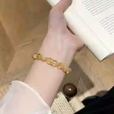 遇点 日进斗金#好运轻奢风精致气质小众高级感设计手饰品天然 黄水晶 手串 女款