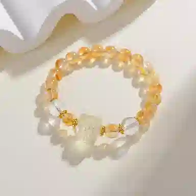 遇点 醒狮手链 #好运小众轻奢风新中式国潮气质精致简约百搭手饰品天然 黄水晶 手串 女款