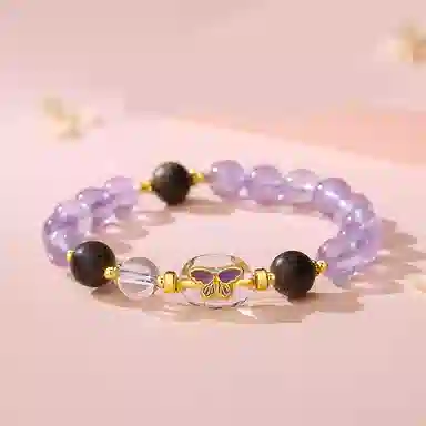 遇点 蝴蝶梦幻 #好运气质高贵优雅小众高级感设计天然 紫水晶 手串 女款