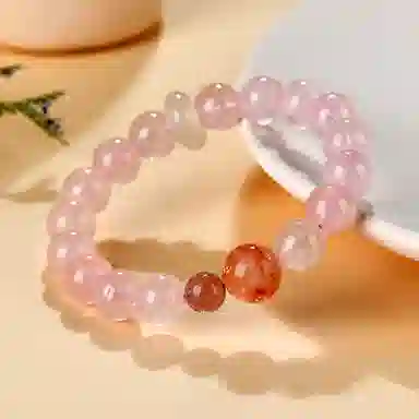 遇点 粉色浪漫 好运气质轻奢风优雅时尚简约高贵甜美手饰品天然 粉水晶 手串 女款
