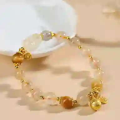 遇点 貔貅吞金兽 #好运新中式国潮复古小众优雅高级感设计手饰品天然 黄水晶 手串 女款