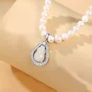 遇点 葫芦 好运福禄精致优雅高级感锁骨链 日常生日纪念日好礼 淡水珍珠 项链 女款