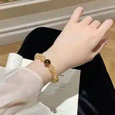 遇点 日进斗金#好运轻奢风精致气质小众高级感设计手饰品天然 黄水晶 手串 女款